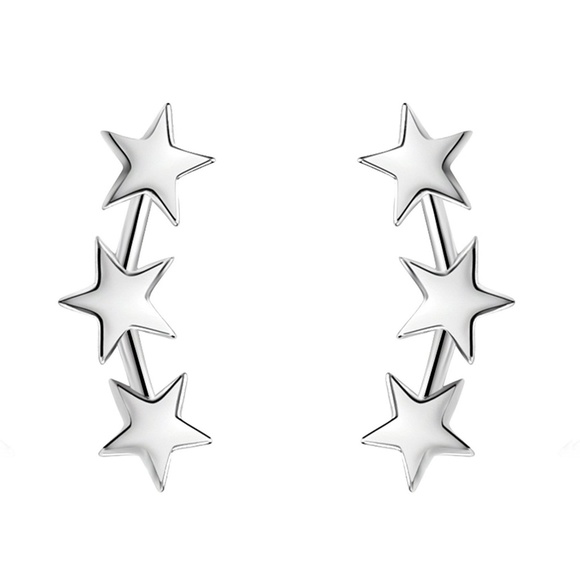 ❤️4 for $20 Sale❤️Silver Three Star Stud Earrings - Picture 2 of 3
